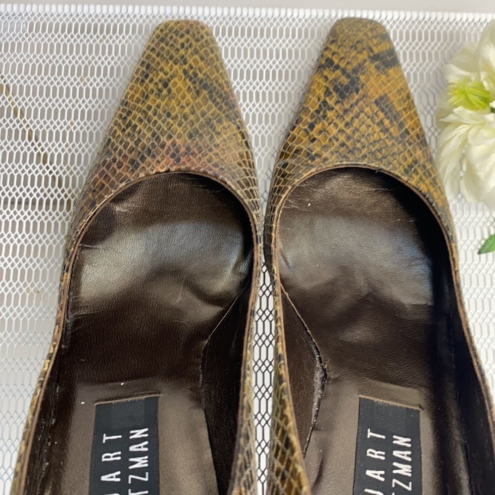 Stuart Weitzman Square Pointed Toe Snakeskin Heel… - image 8